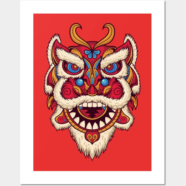 Lion Dance Chinese New Year Southern Nan shi Wall Art by Celestial Crafts